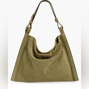 $395 Proenza Schouler White Label Minetta Suede Shoulder Bag in BAMBOO!